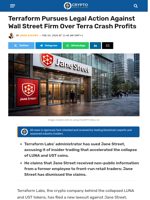 Terraform Sues Jane Street for LUNA, UST Insider Trading