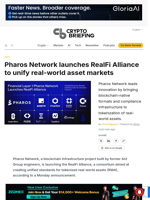 Pharos Network launches RealFi Alliance to unify real-world asset markets