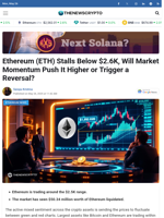Ethereum (ETH) Stalls Below $2.6K, Will Market Momentum Push It Higher or Trigger a Reversal?