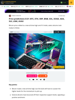 Price predictions 5/21: BTC, ETH, XRP, BNB, SOL, DOGE, ADA, SUI, LINK, AVAX