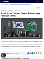 South Korea Tightens Crypto Rules as New Policies Roll Out
