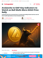 Avalanche Eyes $26 as AVAX Bulls Gain Momentum