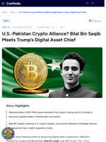 U.S.-Pakistan Crypto Alliance? Bilal Bin Saqib Meets Trump’s Digital Asset Chief