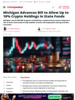 Michigan Advances Bill to Allow Up to 10% Crypto Holdings in State Funds - Coinspeaker