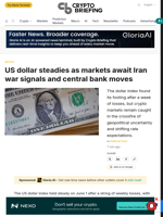 US dollar steadies as markets await Iran war signals and central bank moves