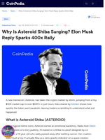 Why Is Asteroid Shiba Surging? Elon Musk Reply Sparks 400x Rally