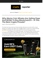 Why Meme Coin Whales Are Selling Pepe And BONK To Buy BlockchainFX - Is This The Best Crypto Presale?
