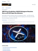 XRP Price Prediction: MACD Histogram Reaches Zero as $1.35 Caps the Advance - Blockchain.News