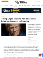 Trump urges Israel to halt attacks on Lebanon to preserve Iran deal