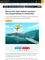 Bitcoiners Debate Over Whether OG's Faith Is 'Shaken'
