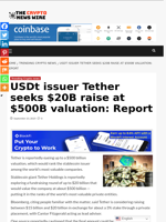 USDt issuer Tether seeks $20B raise at $500B valuation: Report - The Crypto News Wire