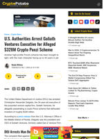 U.S. Authorities Arrest Goliath Ventures Executive for Alleged $328M Crypto Ponzi Scheme