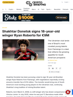 Shakhtar Donetsk signs 18-year-old winger Ryan Roberto for €9M