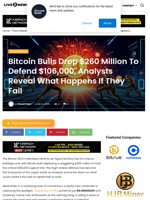 Bitcoin Bulls Drop $260 Million To Defend $106,000, Analysts Reveal What Happens If They Fail | Live Bitcoin News