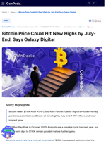 Bitcoin Price Could Hit New Highs by July-End, Says Galaxy Digital