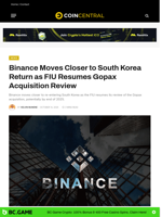 Binance Moves Closer to South Korea Return as FIU Resumes