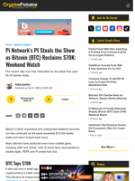Pi Network's PI Steals the Show as Bitcoin (BTC) Reclaims $70K: Weekend Watch