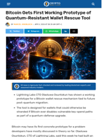 Bitcoin Gets First Working Prototype of Quantum-Resistant Wallet Rescue Tool - Crypto News Flash