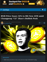 BNB Price Soars 16% to Hit New ATH amid Changpeng 