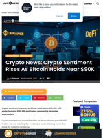 Crypto News: Crypto Sentiment Rises As Bitcoin Holds Near $90K | Live Bitcoin News