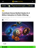 CoinDesk Owner Bullish Seeks $4.2 Billion Valuation in Public Offering - CoinCentral