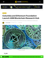 Columbia and Ethereum Foundation Launch $6M Blockchain Research Hub