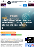 Sui Price Prediction As 21Shares Amends SUI ETF Filing To Include Staking and Nasdaq Listing | Live Bitcoin News