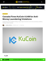 Canada Fines KuCoin $14M for Anti-Money Laundering Violations - CoinCentral