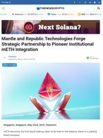 Mantle and Republic Technologies Forge Strategic Partnership to Pioneer Institutional mETH Integration - TheNewsCrypto