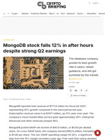 MongoDB stock falls 12% in after hours despite strong Q2 earnings