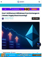 Over 1-M Ethereum Withdrawn From Exchanges In 2 Weeks: Supply Shock Incoming?
