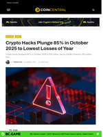 Crypto Hacks Plunge 85% in October 2025 to Lowest Losses of
Year