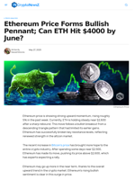 Ethereum Price Forms Bullish Pennant; Can ETH Hit $4000 by June?