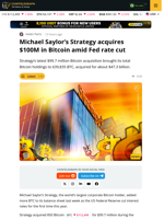 Strategy Adds $99.7M Bitcoin Amid Multi-Week Price Surge