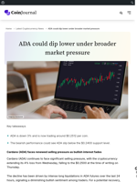 ADA could dip lower under broader market pressure