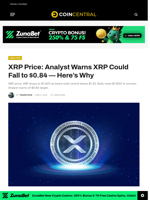 XRP Price: Analyst Warns XRP Could Fall to $0.84 — Here's Why - CoinCentral