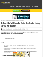 Stellar (XLM) at Risk of a Major Crash After Losing Key 10-Day Support