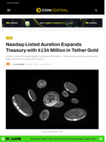 Nasdaq-Listed Aurelion Treasury with $134 Million in Tether Gold