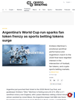Argentina's World Cup run sparks fan token frenzy as sports betting tokens surge