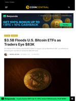 $3.5B Floods U.S. Bitcoin ETFs as Traders Eye $83K - CoinCentral