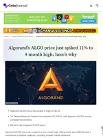 Algorand’s ALGO price just spiked 11% to 4-month high: here’s why - CoinJournal