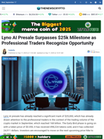 Lyno AI Presale Surpasses $25k Milestone as Professional Traders Recognize Opportunity