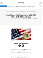 Data Shows the United States Holds 40% of the Global Bitcoin Supply