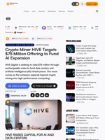 Crypto Miner HIVE Targets $75 Million Offering to Fund AI Expansion – Crypto News Bitcoin News