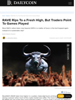 RAVE Rips To a Fresh High, But Traders Point To Games Played - DailyCoin
