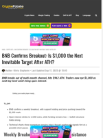 BNB Confirms Breakout: Is $1,000 the Next Inevitable Target After ATH?