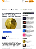 Ethereum Charges Past $3,600 With Bulls Eyeing $4K and Beyond – Markets and Prices Bitcoin News