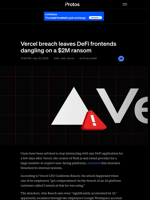 Vercel breach leaves DeFi frontends dangling on a $2M ransom