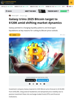 Galaxy lowers Bitcoin 2025 Forecast From 185K to 120K