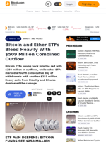 Bitcoin and Ether ETFs Bleed Heavily With $509 Million Combined Outflow – Markets and Prices Bitcoin News